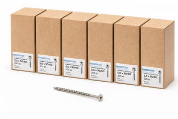6X Hoenderdaal spaanplaatschroeven 5.0x90/60 RVS A2 – 200 st, Verzenden, Nieuw