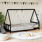 vidaXL Kinderbedframe 90x190 cm massief grenenhout zwart, Verzenden, Nieuw