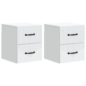 vidaXL Muurbevestigde Nachttafel met lade 2 pcs Wit 34,5 x, Huis en Inrichting, Verzenden, Nieuw