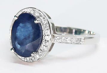 Bague - 14 carats Or blanc Saphir - Diamant, Nieuw