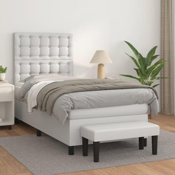 vidaXL Boxspring met matras kunstleer wit 80x200 cm, Verzenden, Nieuw