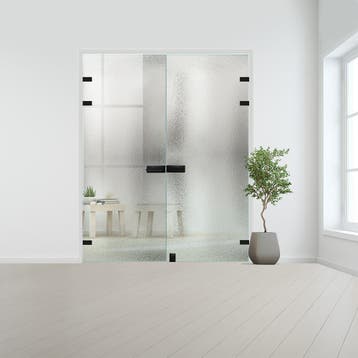 Glazen dubbele binnendeur XL voor stomp kozijn zwart beslag-, Doe-het-zelf en Bouw, Verzenden, Nieuw