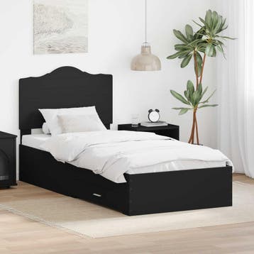 vidaXL Bedframe met hoofdeinde met lade Zwart 70 x 190 cm, Huis en Inrichting, Verzenden, Nieuw