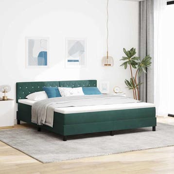 vidaXL LED Box Spring Bed met matras Donkergroen 180 x 200, Verzenden, Nieuw