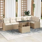 vidaXL Tuinbank Set met kussen 7 pcs beige en crèmekleurig, Verzenden, Nieuw