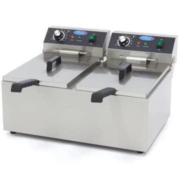 Friteuse | Elektrisch | 11+11L | 50°C/200°C | 6kW (2x 230V), Verzenden, Nieuw in verpakking
