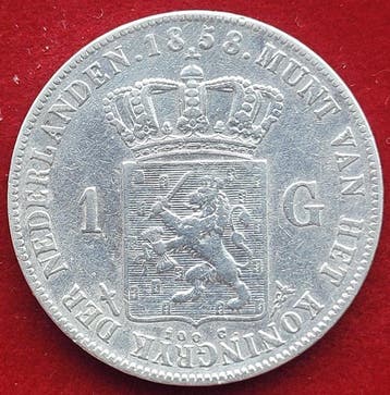 Nederland. Willem III. 1 Gulden 1858 (Zonder minimumprijs)