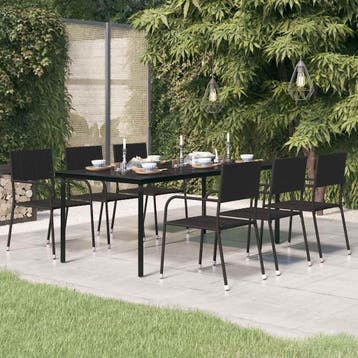 vidaXL Tuintafel 200x100x74 cm staal en glas zwart, Tuin en Terras, Verzenden, Nieuw