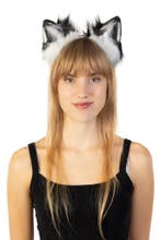 Haarband Furry Oortjes Zwart Wit Kat Poes Vos Diadeem Dons D, Ophalen of Verzenden