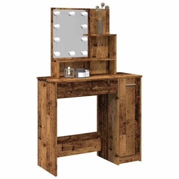 vidaXL Kaptafel met LED-verlichting 86,5x35x136 cm oud, Verzenden