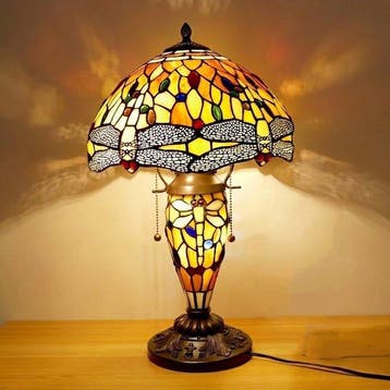 Tafellamp - Tiffany-stijl lamp - Glas-in-lood - libellen, Nieuw