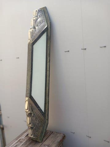 Lamp - Vernikkeld messing, Opaline glas - L. 117 cm