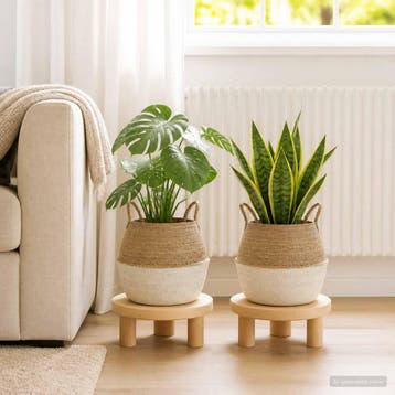 vidaXL Plantenpot met handvatten 2 st Wit Ø 32 x 32 cm 100%, Tuin en Terras, Verzenden, Nieuw
