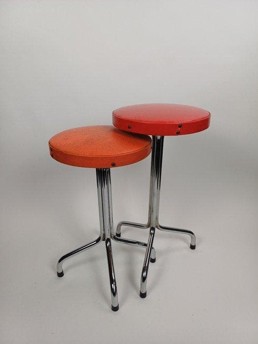 Tabouret - Acier, Vinyle - Ensemble de deux tabourets, Antiquités & Art, Art | Objets design