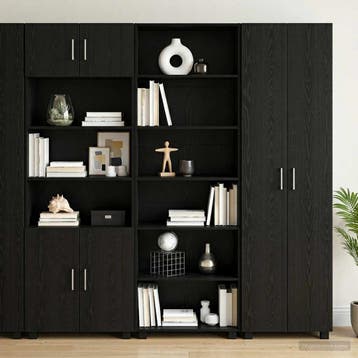 vidaXL Dressoir Zwart eiken 70 x 41 x 185 cm Bewerkt hout, Huis en Inrichting, Verzenden, Nieuw
