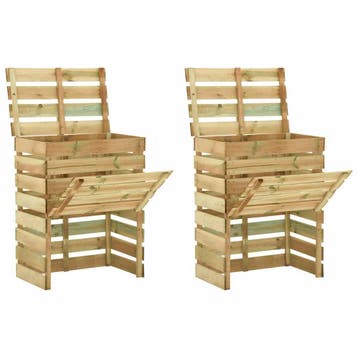 vidaXL Tuincompostbakken 2 st 80x50x100 cm geïmpregneerd, Verzenden, Nieuw