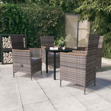 vidaXL 5-delige Tuinset met kussens grijs, Verzenden, Tuinset