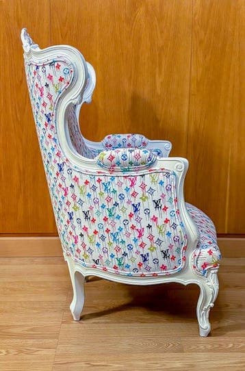 2lifeLuxury - Fauteuil - LUIS XV - Hout, Synthetisch leder, Maison & Meubles