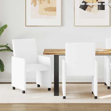 vidaXL Eetkamerstoelen met wielen 2 st Kunstleer Wit 57 x 66, Verzenden, Nieuw