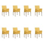 Set van 8 Leren eetkamerstoelen Comfort met wieltjes en, Ophalen of Verzenden, Nieuw, Leer, Eén