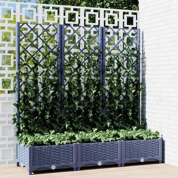 vidaXL Plantenbak met latwerk 120x40x121,5 cm polypropeen, Jardin & Terrasse, Pots de fleurs, Envoi