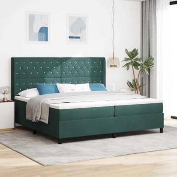 vidaXL Boxspring bed met matras Donkergroen 200 x 200 cm, Verzenden