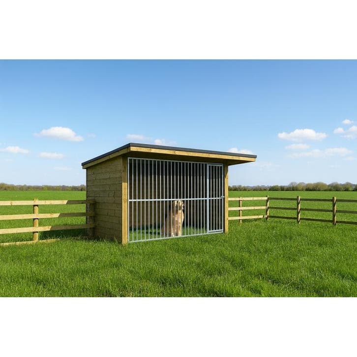 Houten hondenkennel gebouw 3,20 x 2 m + extra 0,98m, Animaux & Accessoires, Maisons pour chiens
