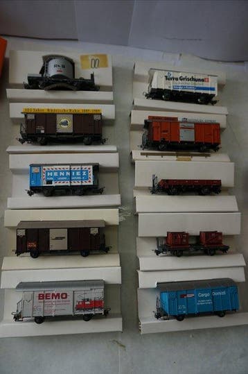 Bemo H0m - Ensemble de train (10) - 10 wagons de fret Bemo