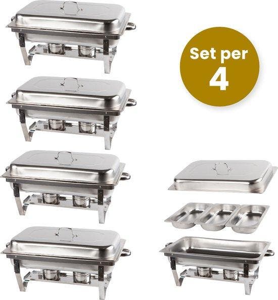 Alora Chafing Dish Chrome 3 Bakken Per 4 Stuks ! - Voedsel, Huis en Inrichting, Kasten | Buffetkasten, Nieuw