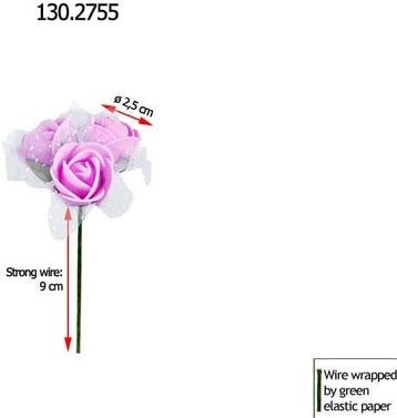 Mini foam roos met tule roze 2 cm bulk pak 96×3 roosjes =, Nieuw