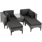 tectake Rotanlounge met aluminium frame Bellaria - grijs, Verzenden, Nieuw