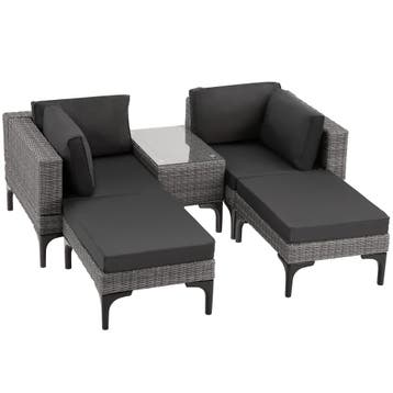 tectake Rotanlounge met aluminium frame Bellaria - grijs, Verzenden, Nieuw