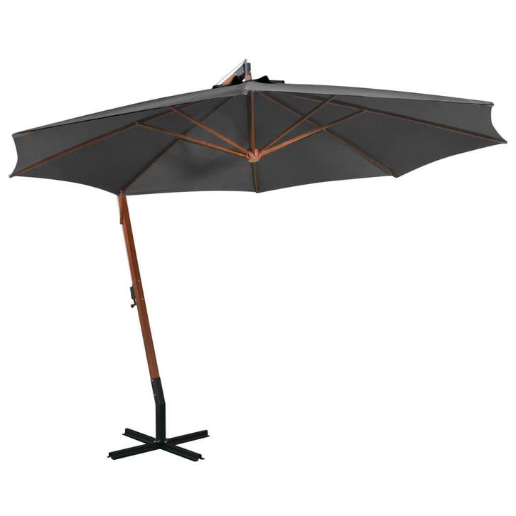 vidaXL Zweefparasol met paal 3,5x2,9 m massief vurenhout, Tuin en Terras, Parasols, Nieuw, Verzenden