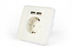 Inbouw stopcontact 2x USB wandcontactdoos geaard stopcontact, Verzenden, Nieuw