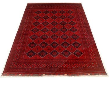 Afghan, Groot handgeknoopt traditioneel tapijt Fine khal