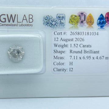 Zonder minimumprijs - 1 pcs Diamant (Natuurlijk) - 1.52 ct -, Bijoux, Sacs & Beauté, Pierres précieuses