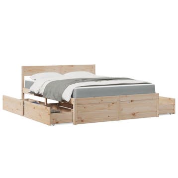 vidaXL Bed met lades en matras massief grenenhout 140x200 cm, Huis en Inrichting, Slaapkamer | Bedden, Verzenden, Nieuw