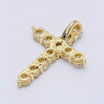 Pendentif en forme de croix - 14 carats Or jaune - 1.29ct.
