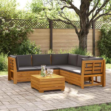 vidaXL 6 st Buiten bank set Massief Acacia Hout Bruin, Tuin en Terras, Verzenden, Nieuw