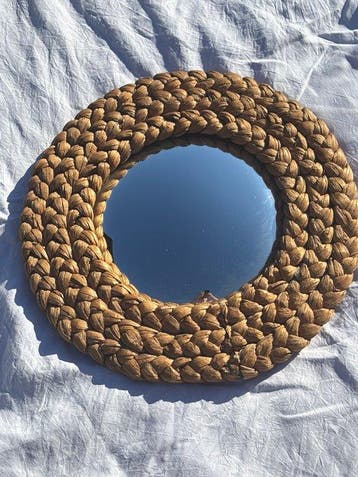 Spiegel- Spiegel van een heks - Glas, raffia gevlochten -