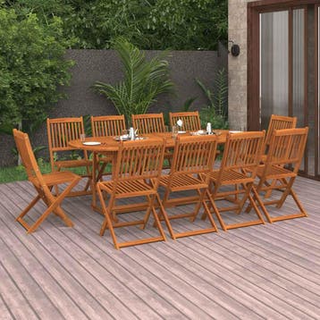 vidaXL 11-delige Tuinset 220x90x75 cm massief acaciahout, Verzenden, Tuinset