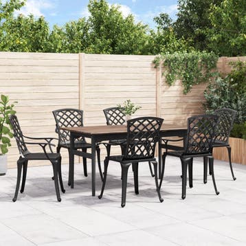 vidaXL Tuinstoelen 6 st gietaluminium zwart, Tuin en Terras, Verzenden, Nieuw