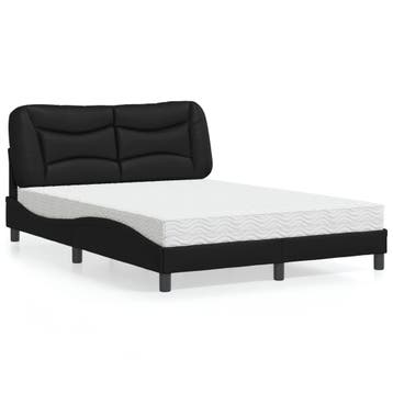 vidaXL Bed met matras Hvar kunstleer zwart 140x200 cm, Verzenden, Nieuw