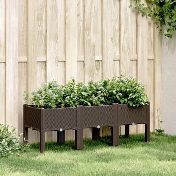 vidaXL Plantenbak met poten 120x40x42 cm polypropeen bruin, Verzenden, Nieuw
