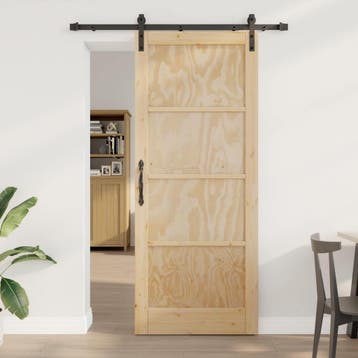 vidaXL Schuifdeur Naturel 86 x 211 cm Massief grenenhout, Verzenden