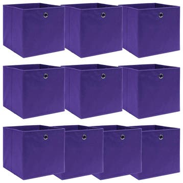 vidaXL Opbergboxen 10 st 32x32x32 cm stof paars, Verzenden, Nieuw