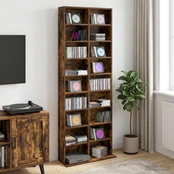 vidaXL CD Kast Gerookt eiken 65 x 23,5 x 175 cm Bewerkt hout, Verzenden, Nieuw