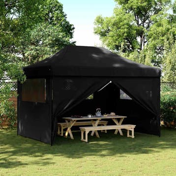 vidaXL Partytent inklapbaar pop-up met 4 zijwanden zwart, Verzenden, Nieuw