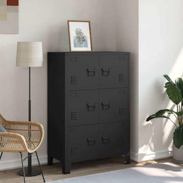vidaXL Opbergkast industrieel 75x40x115 cm metaal zwart, Verzenden, Nieuw