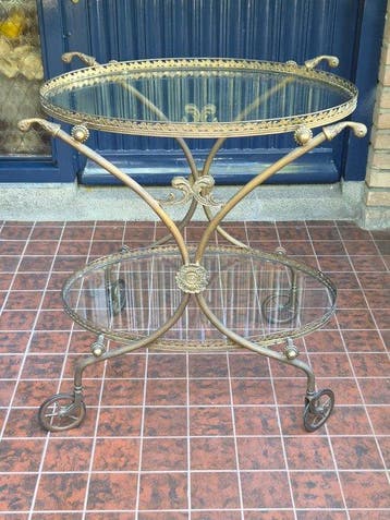 Chariot de service - Laiton, Verre